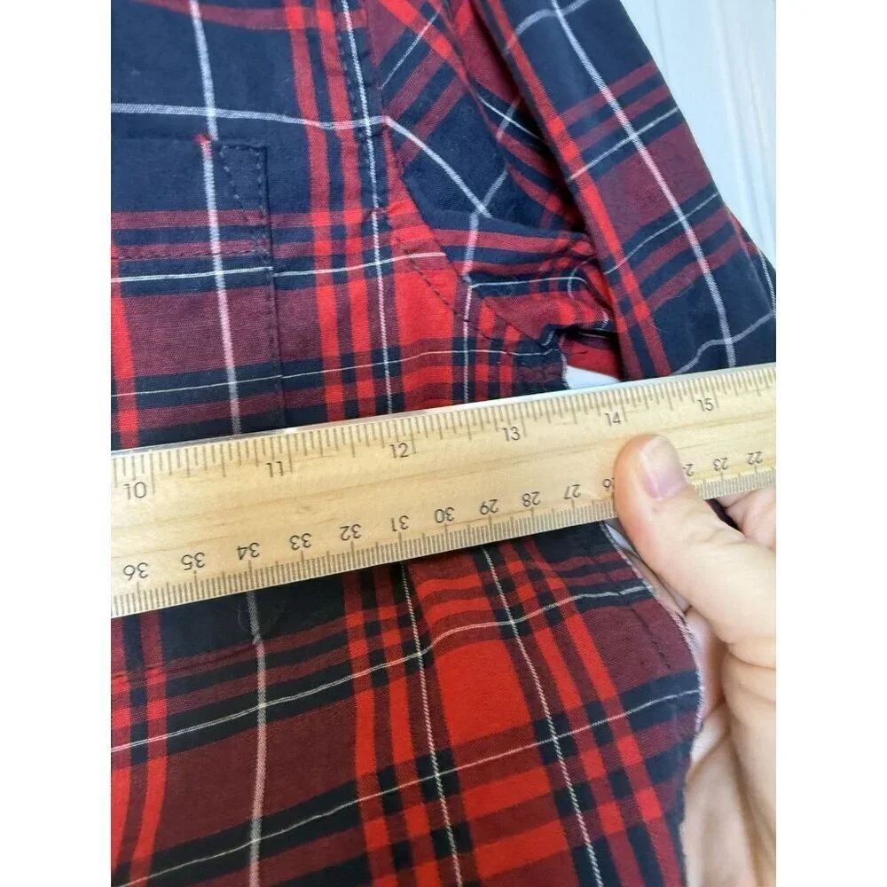 Boys Plaid Red Blue Button Down Shirt Old Navy Size XS 5 EUC
